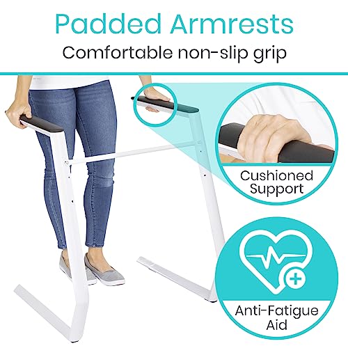 Vive Toilet Safety Rail - Stand Alone Handicap Grab Bar - Disability aid for Seniors - Seat Riser with Handles - Medical Bathroom Assist - Padded Armrest - Safety Frame for Elderly - Standing Support
