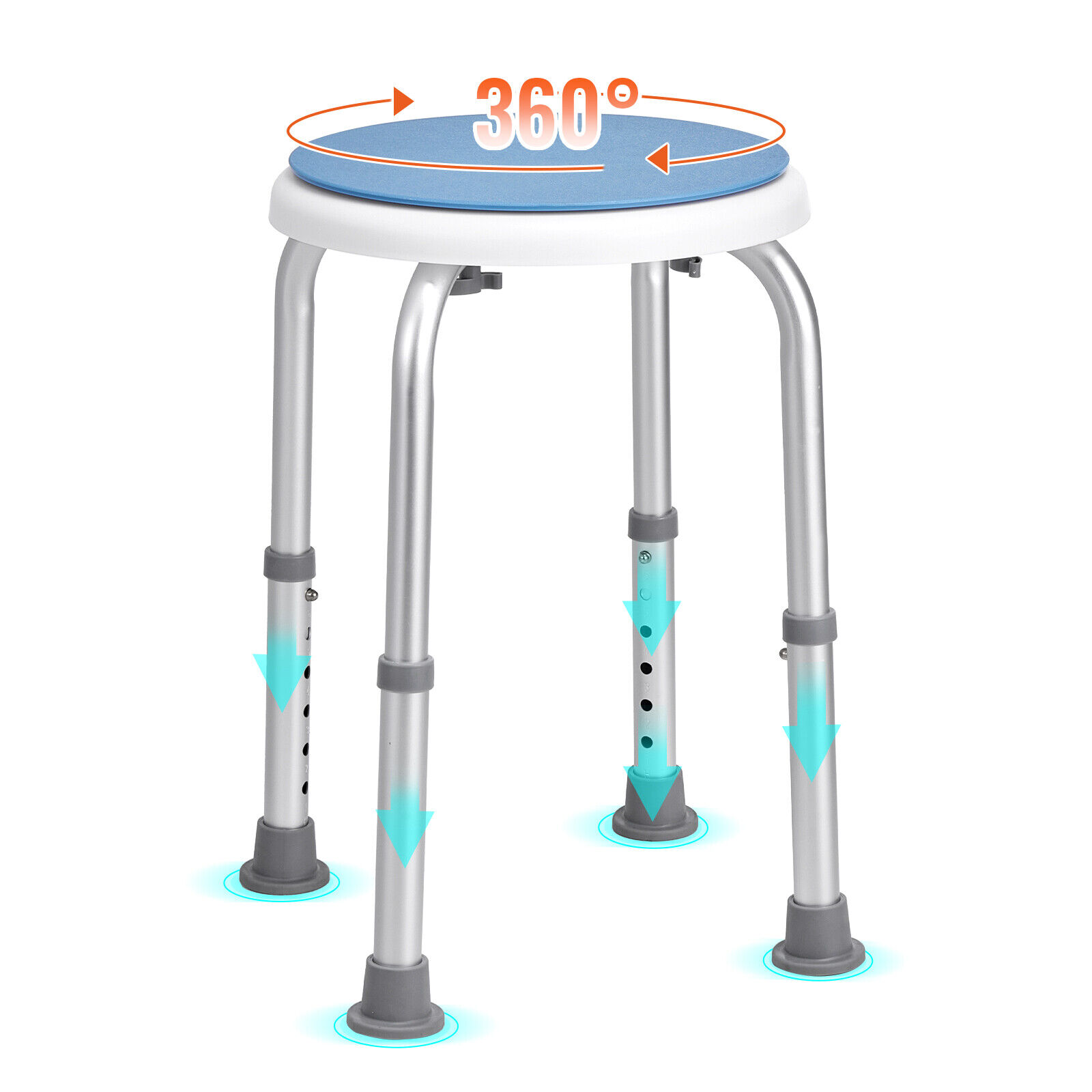 VEVOR Shower Chair Rotating Bath Seat Stool Elderly Aids Adjustable Height 300lb