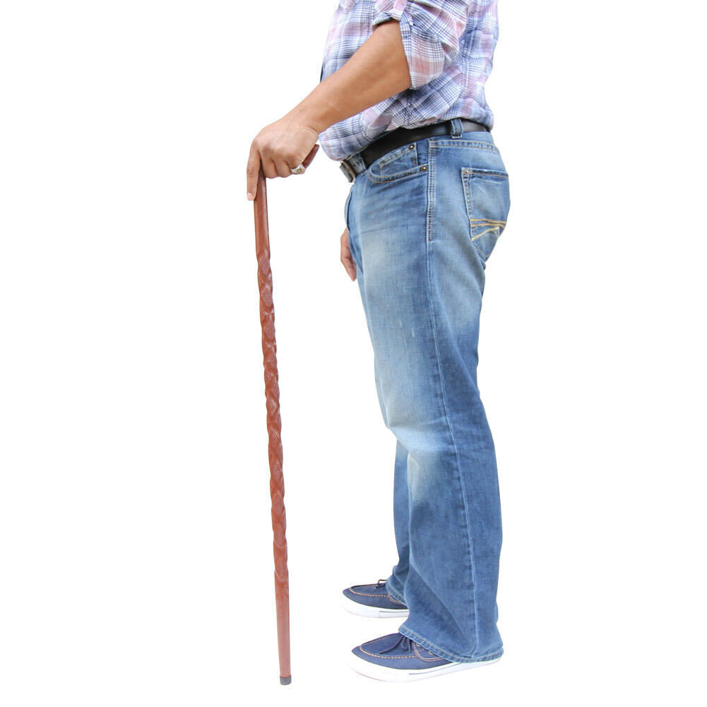 Natural Wood Walking Stick - Handcrafted Wooden Offset Canes and Walking Canes