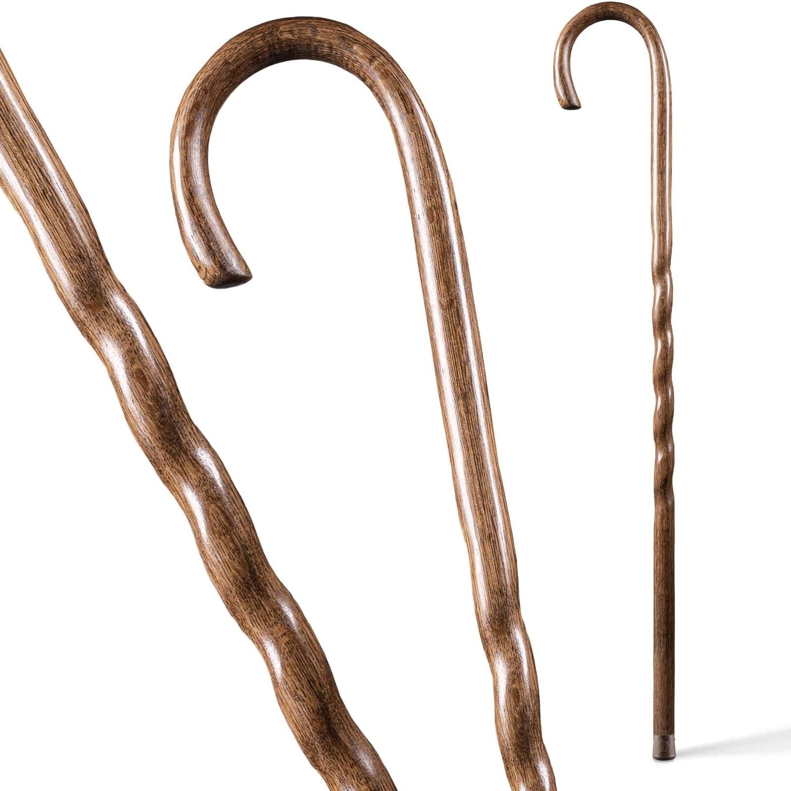Brazos Twisted Brown Oak Wood Round Handle Cane 37 Inch Height