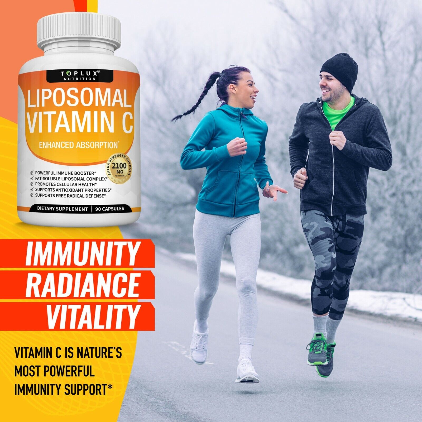 Liposomal Vitamin C 2100 MG Capsules (2 PACK) High Absorption Vitamin C Pills 