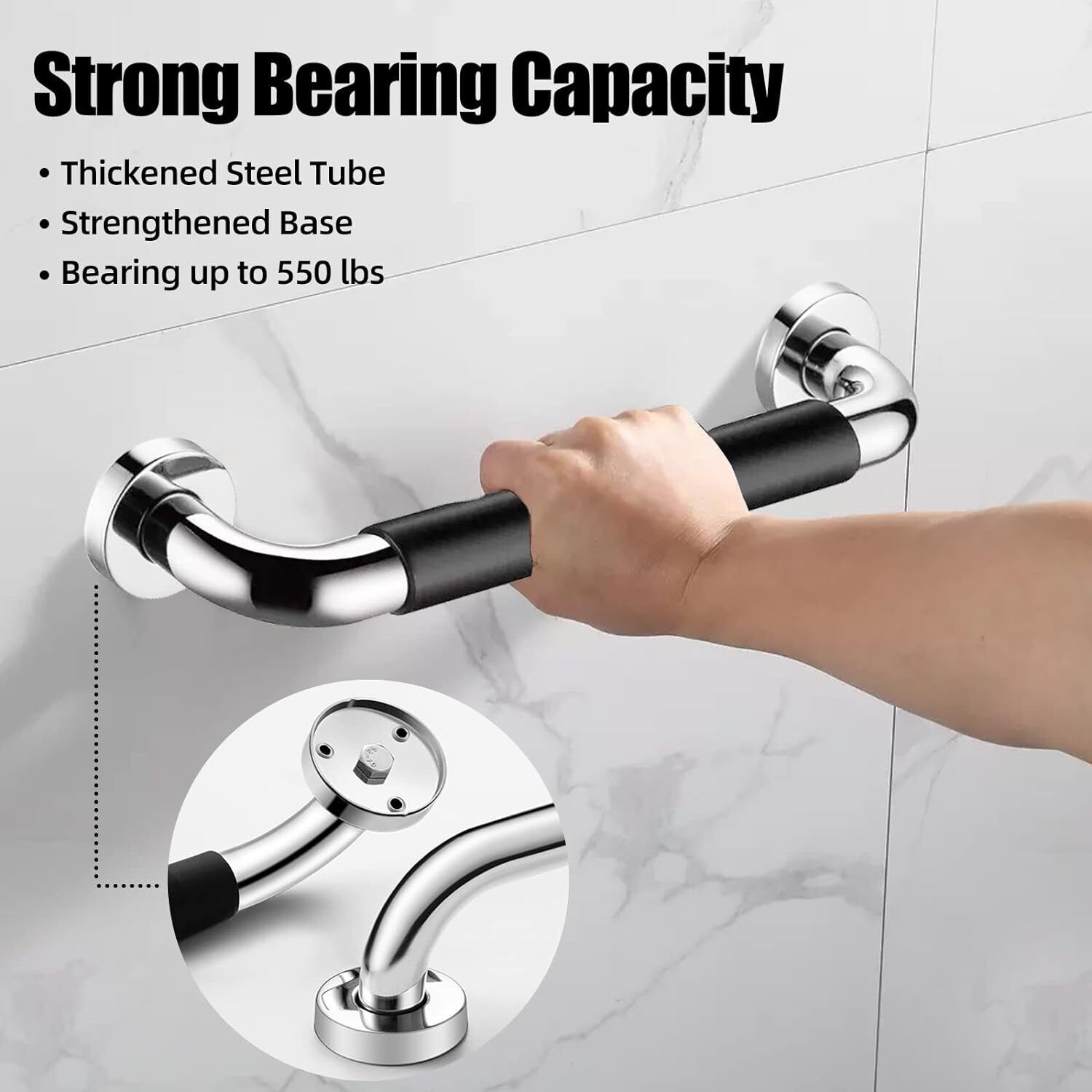 12" Anti-Slip Bathroom Shower Grab Bars, 2-Pack