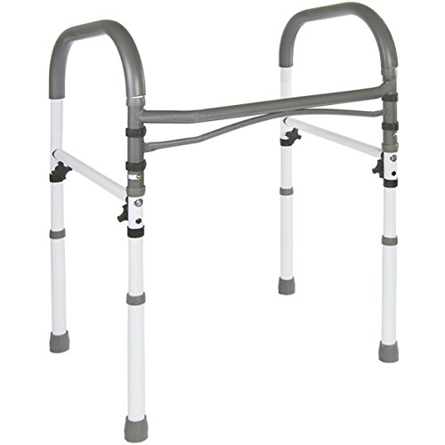 Adjustable Foldable Toilet Safety Rail for Seniors, Gray