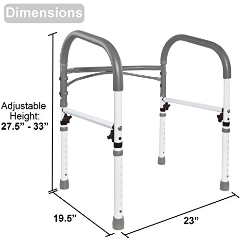Adjustable Foldable Toilet Safety Rail for Seniors, Gray