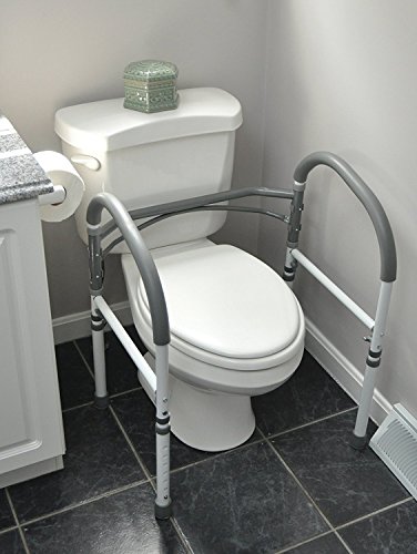 Adjustable Foldable Toilet Safety Rail for Seniors, Gray