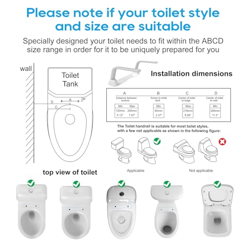 Senior Toilet Safety Rails, Foldable Handles, Heavy Duty