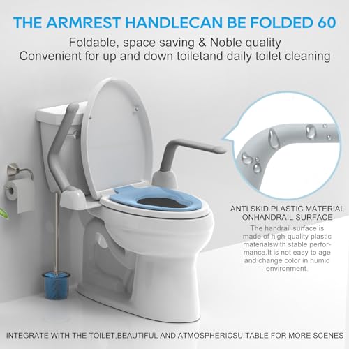 Senior Toilet Safety Rails, Foldable Handles, Heavy Duty