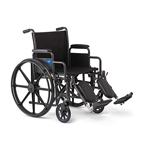 Medline Steel Wheelchair with Desk-Length Arms, Elevated Leg Rests