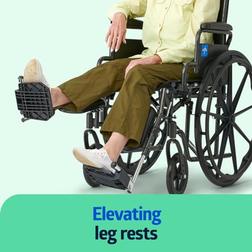 Medline Steel Wheelchair with Desk-Length Arms, Elevated Leg Rests