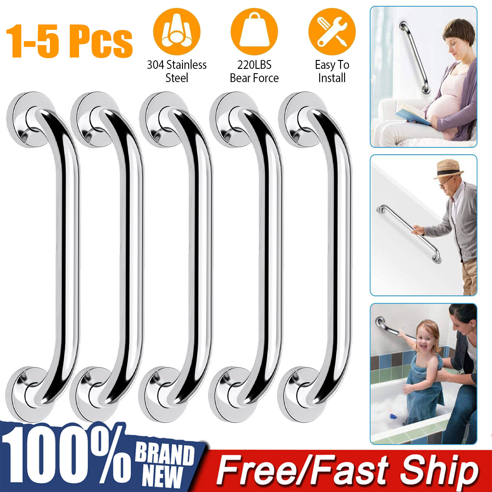 12" Shower Grab Bar for Elderly and Pregnant