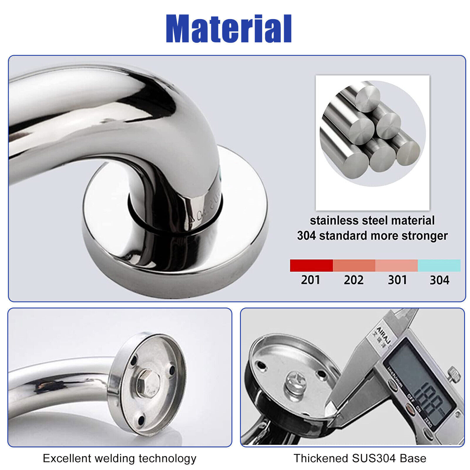 12" Shower Grab Bar for Elderly and Pregnant
