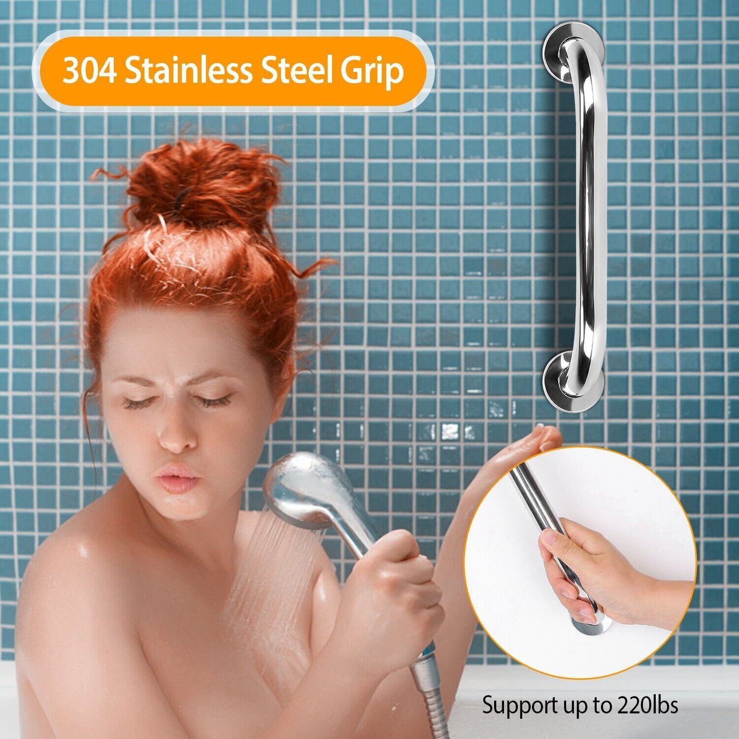 12" Shower Grab Bar for Elderly and Pregnant