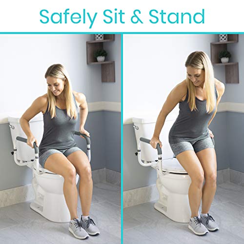 Adjustable Toilet Safety Rail with Padded Armrest