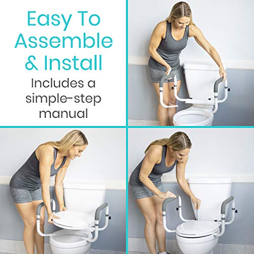 Adjustable Toilet Safety Rail with Padded Armrest