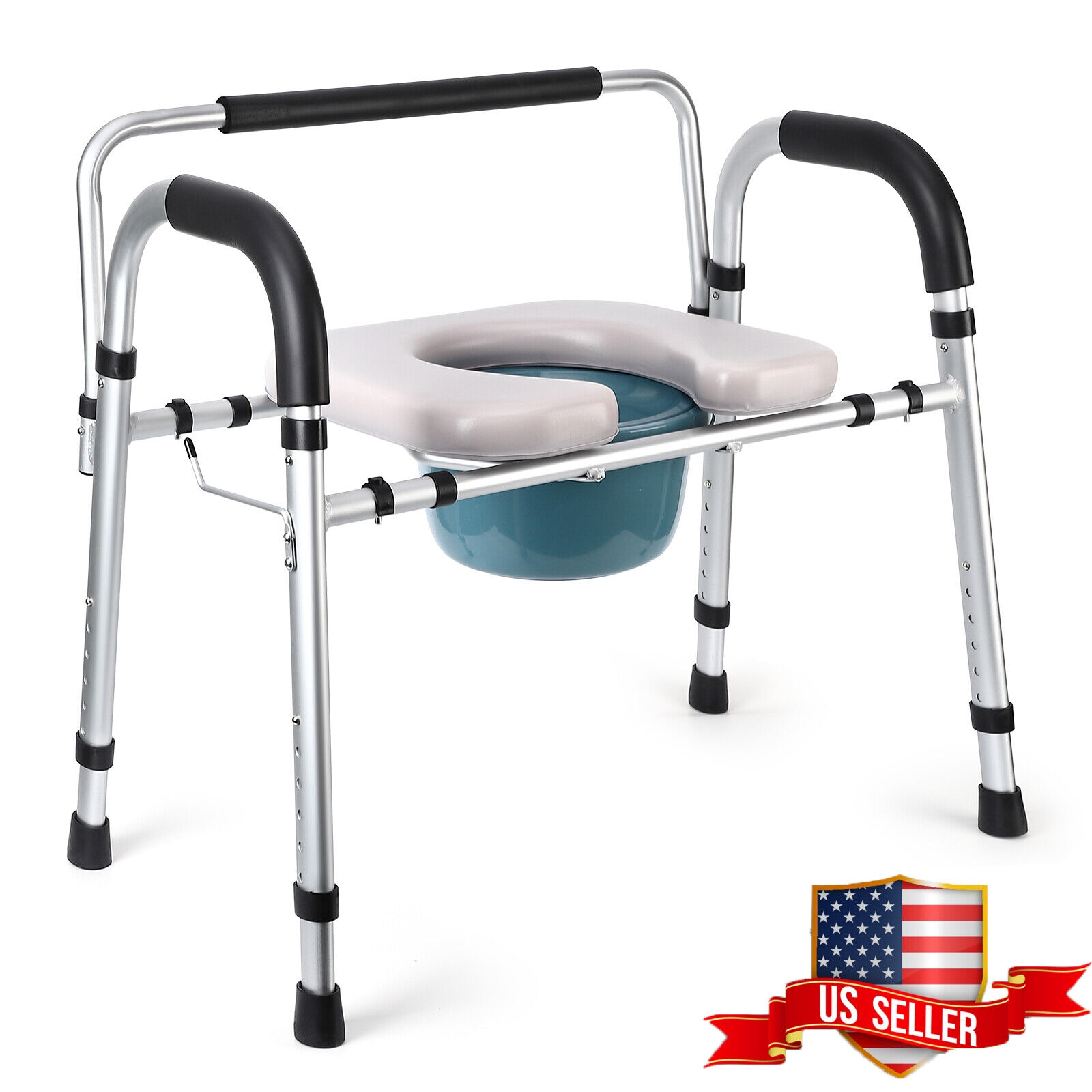 Elderly Handicap Adjustable Toilet Seat Riser with Arms