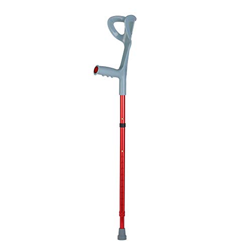 Foldable Forearm Crutch: Height Adjustable, Aluminum, Red