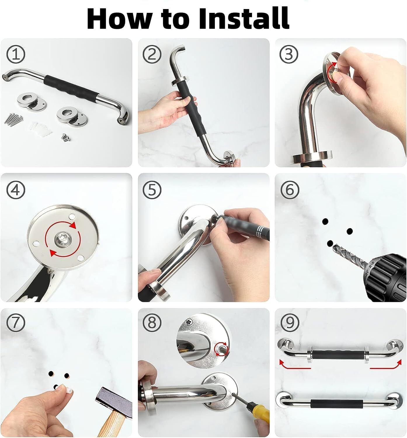 2 Elderly Bathroom Shower Grab Bars, 16