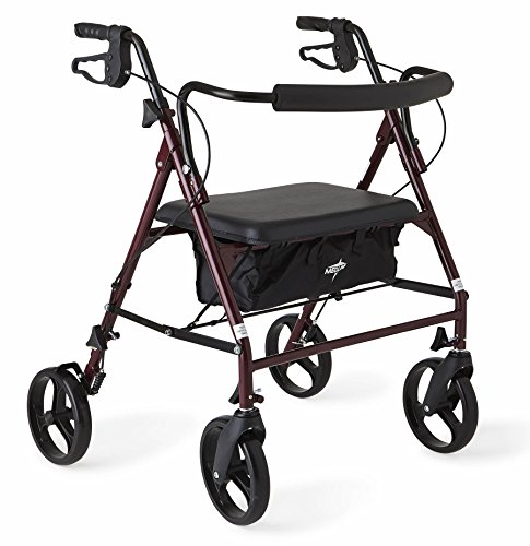 Bariatric Rollator Walker: 500 lbs Capacity, Burgundy