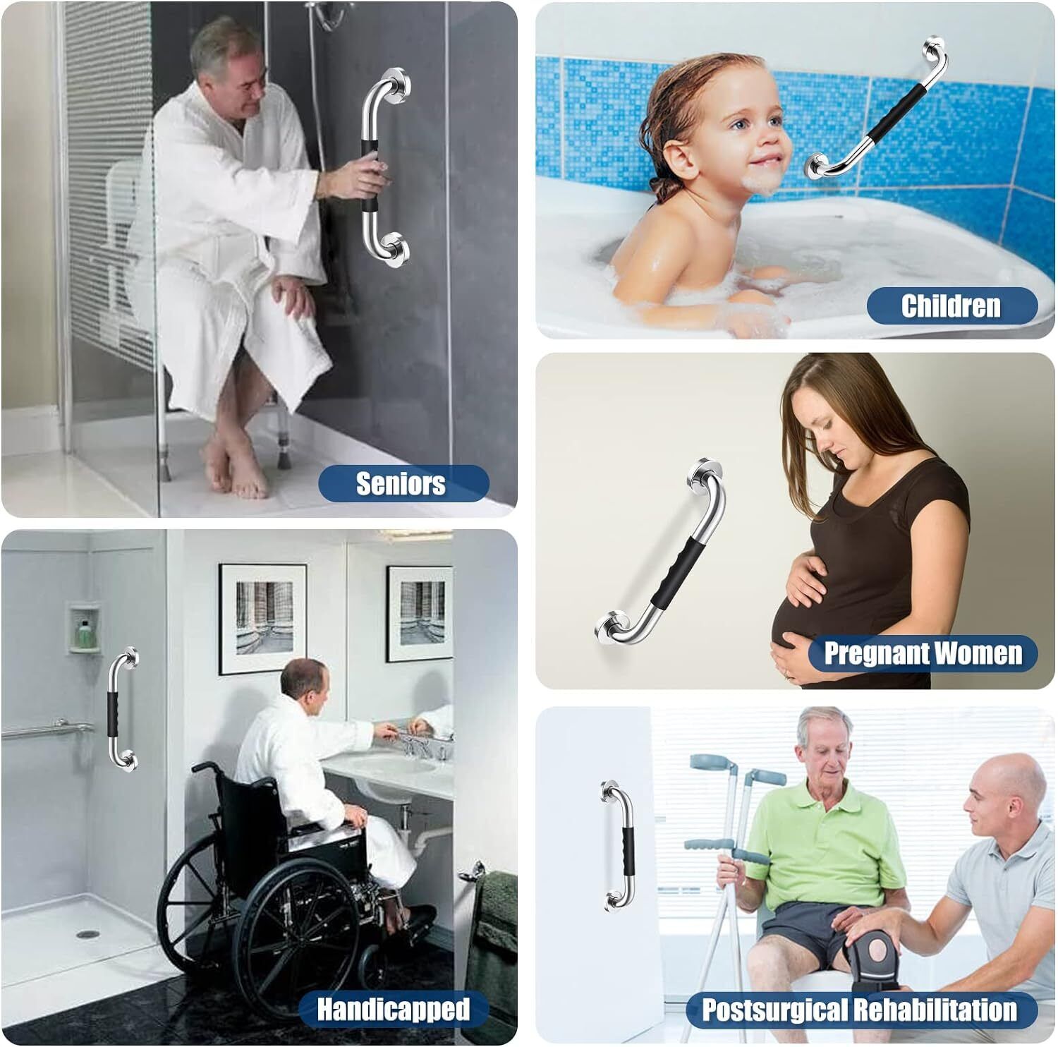 2 Elderly Bathroom Shower Grab Bars, 16