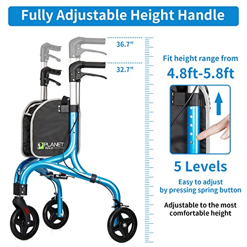 Premium 3 Wheel Rollator Walker - Lightweight & Foldable