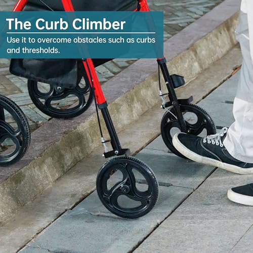 Adjustable Red Rollator Walker with 10" Wheels