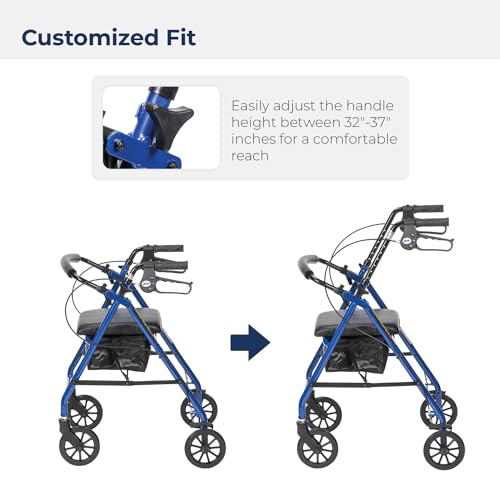 Aluminum Rollator Walker with Removable Back Support