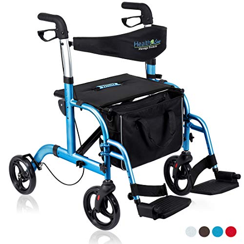 Rollator-Transport Chair for Seniors, Sky Blue