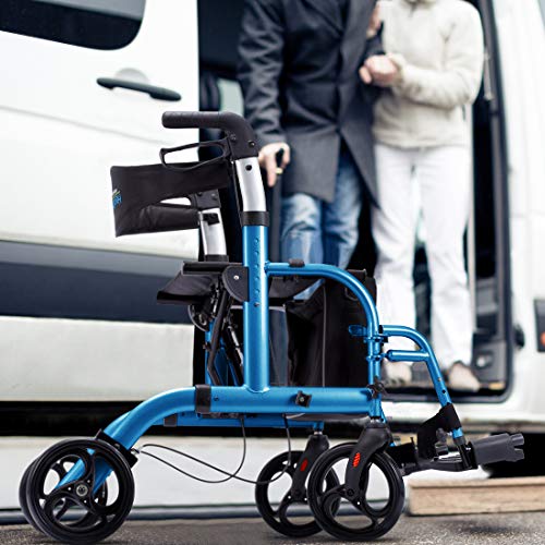 Rollator-Transport Chair for Seniors, Sky Blue