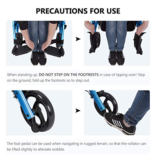 Rollator-Transport Chair for Seniors, Sky Blue