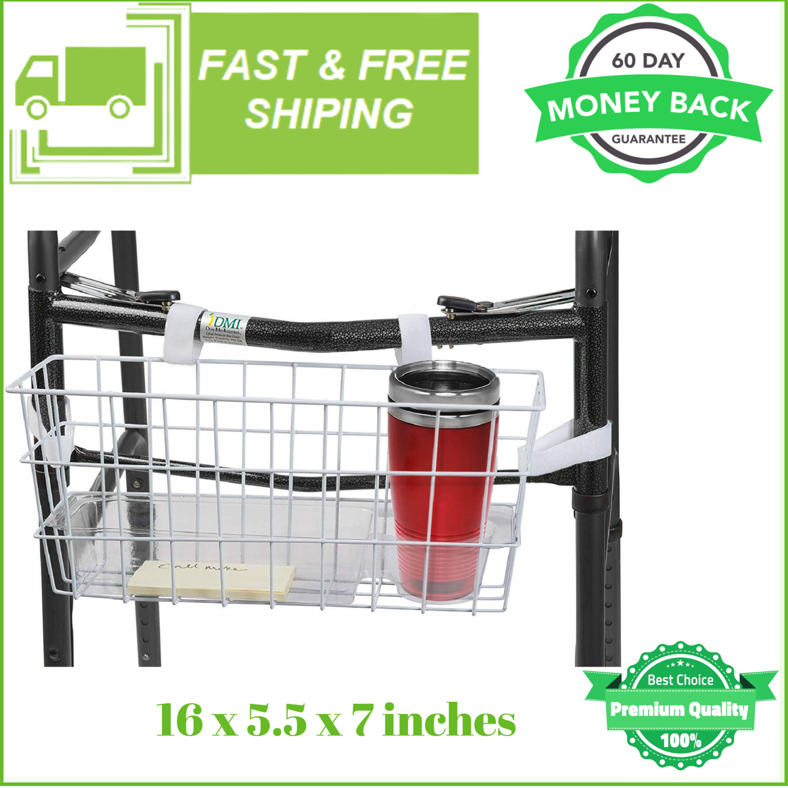 Elderly Walker Basket with Tray and Cup Holder