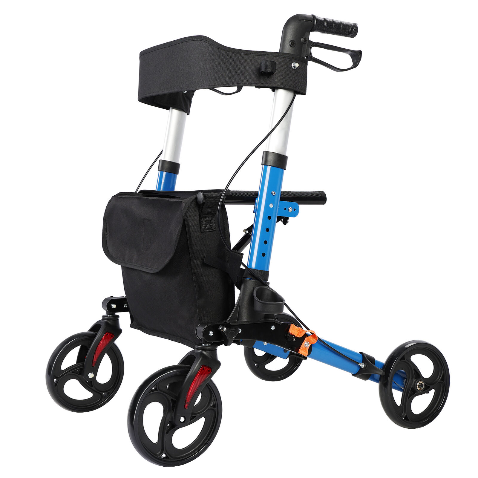 Lightweight Foldable Rollator Walker, Wheels, Seat, Storage Bag