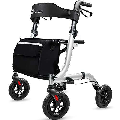 Henmnii Lightweight Rollator Walker with Seat for Seniors