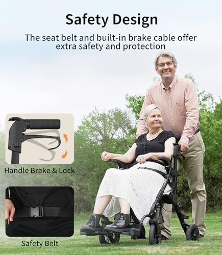 2-in-1 Rollator Wheelchair Combo, Lightweight with Seat