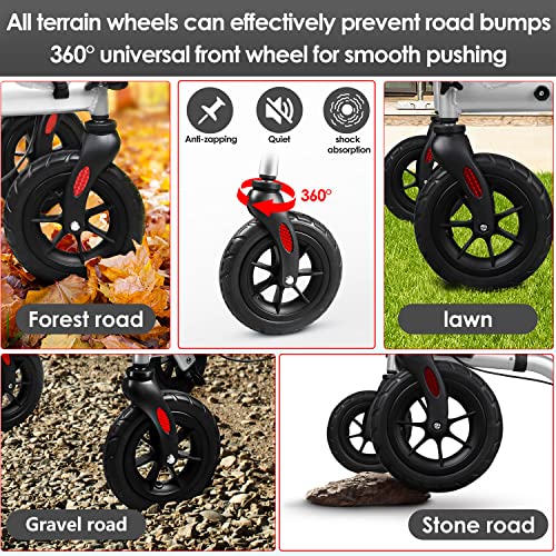 Henmnii Lightweight Rollator Walker with Seat for Seniors