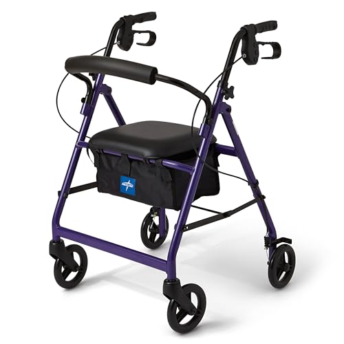 Senior Care Aluminum Rollator Walker - Purple