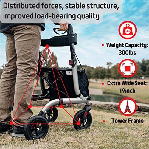 Henmnii Lightweight Rollator Walker with Seat for Seniors
