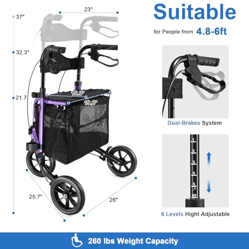 Slim Seniors 3-Wheel Rollator Walker