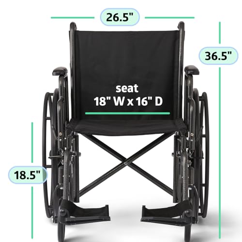 Medline Folding Wheelchair for Senior Health, 18”W x 16”D