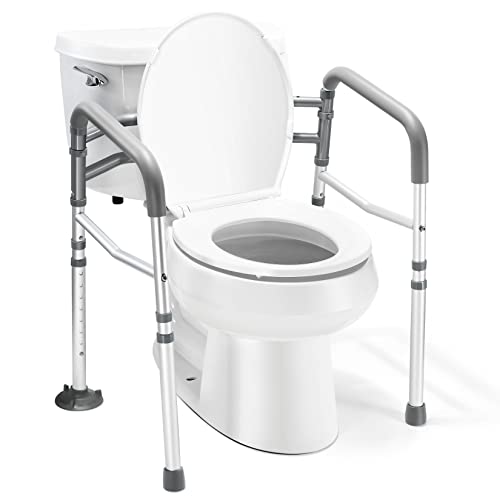 Adjustable Toilet Safety Rail with Handles - Heavy-Duty, Stand-Alone