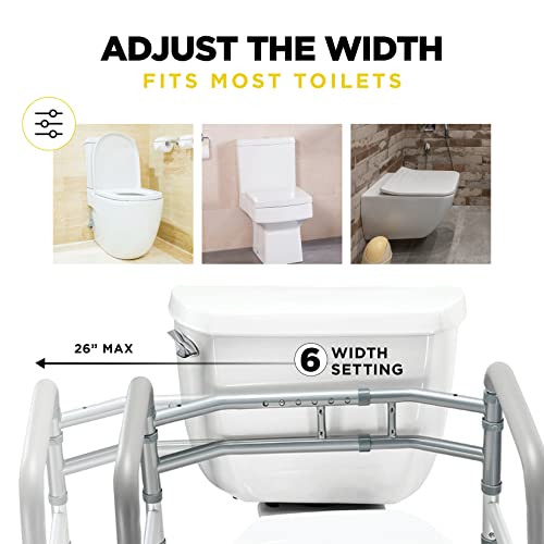 Adjustable Toilet Safety Rail with Handles - Heavy-Duty, Stand-Alone