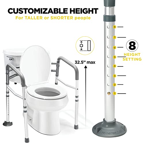 Adjustable Toilet Safety Rail with Handles - Heavy-Duty, Stand-Alone
