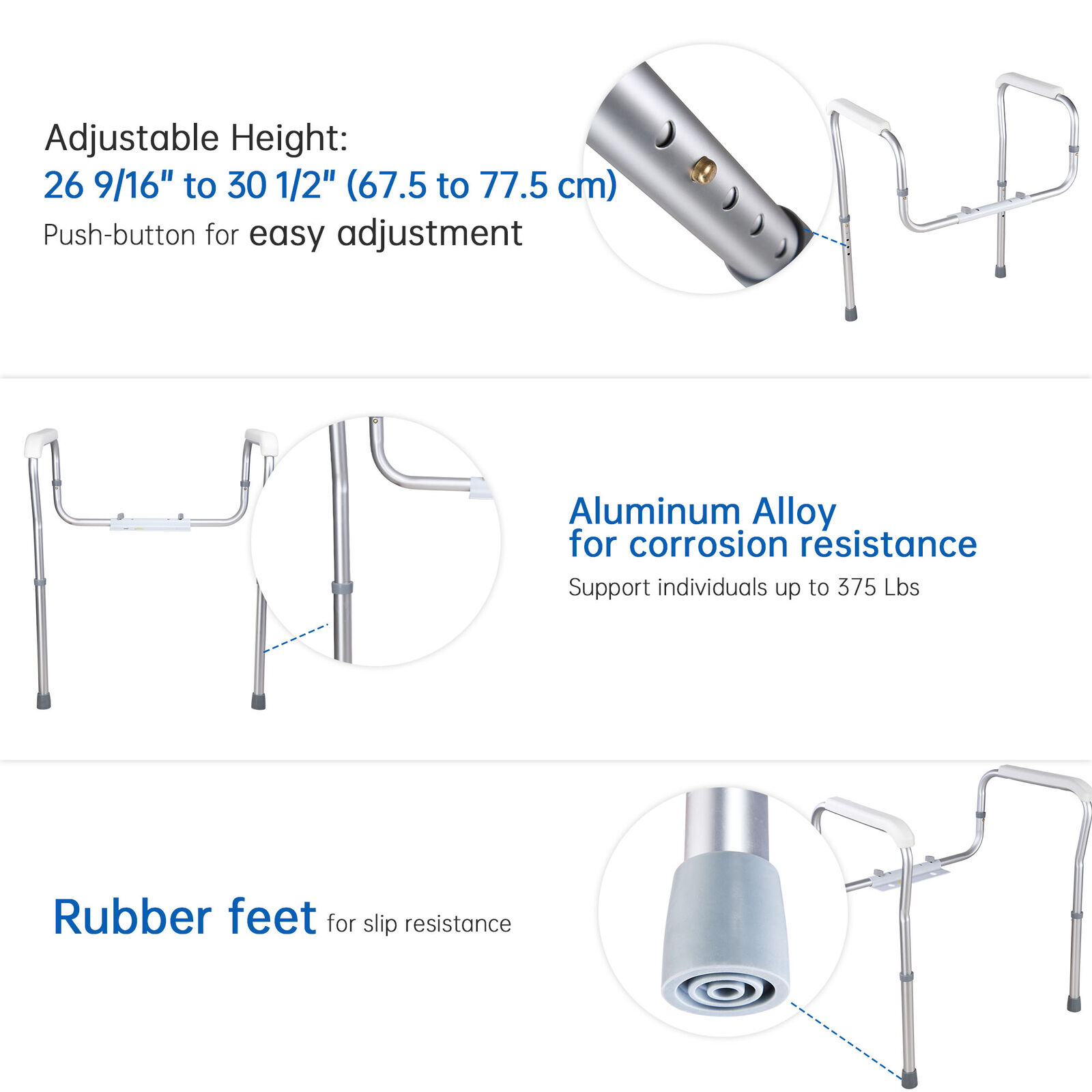 Elderly Handicap Toilet Safety Rail in Adjustable Design
