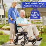 Foldable 19" Seat Transport Wheelchair for Seniors