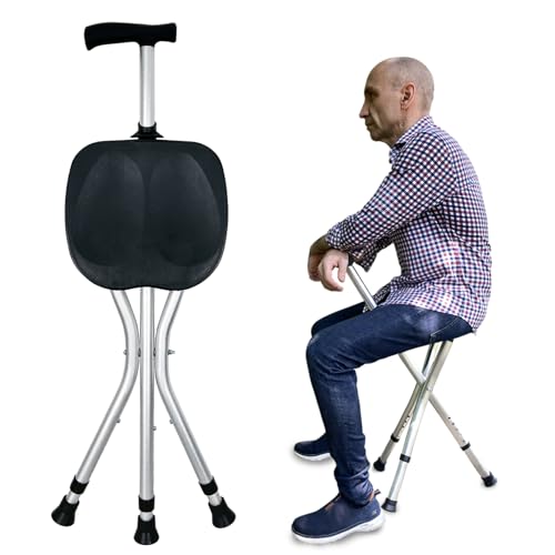 Honmido Portable Folding Walking Cane with Seat