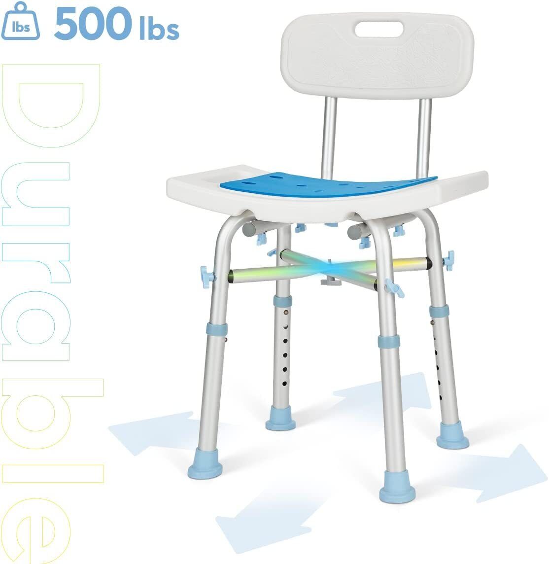 OasisSpace Heavy Duty Shower Chair with Back Medical Tool Bench Bath Seat 500lb