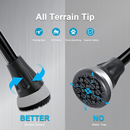 Rehand All Terrain Walking Cane, Colorful Foldable Walking Sticks for Seniors & Adults, Pivot Tip and Heavy Duty Mobility Aid, Collapsible Cane for Men & Women (Natural Black)