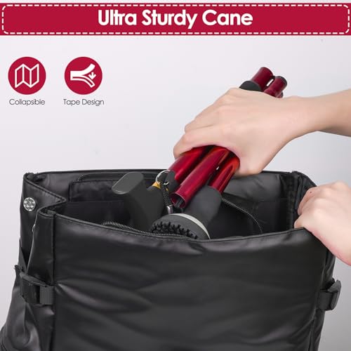 Red Foldable Walking Cane for Senior Men & Women