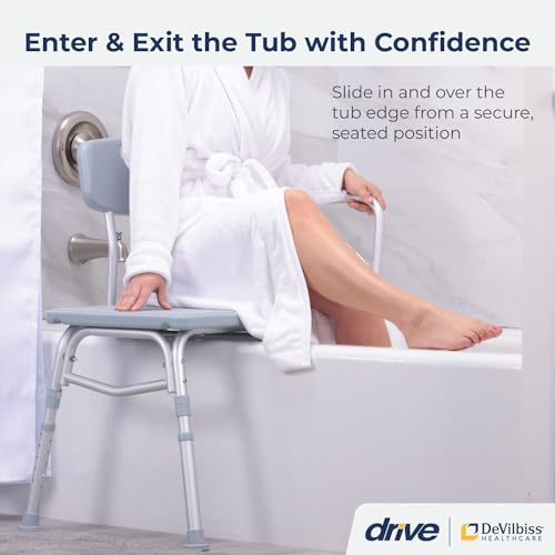 Adjustable Gray Tub Transfer Bench for Seniors