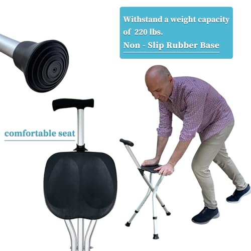 Portable Folding Walking Cane Seat for Senior Citizens