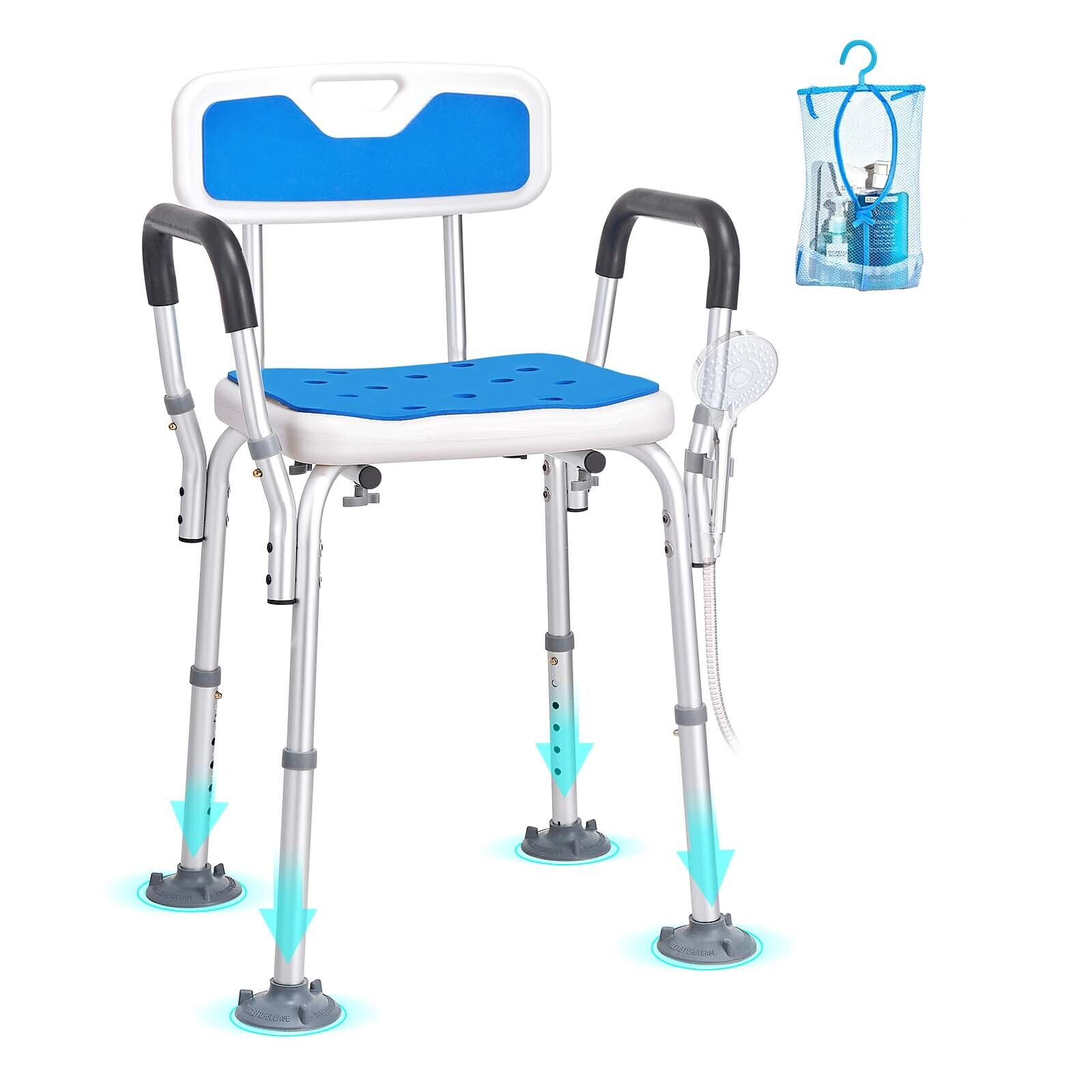 VEVOR Shower Chair Bath Bench Arms Back for Inside Tub Adjustable Height 400lbs